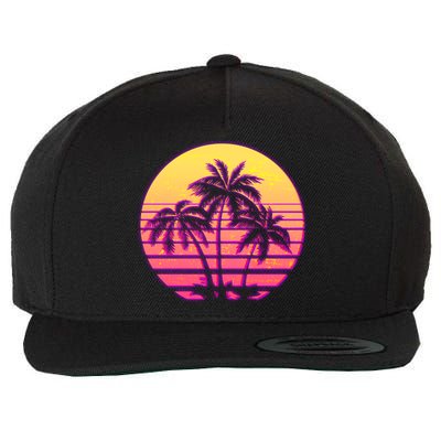 Retro 80's Sunset Palms Wool Snapback Cap