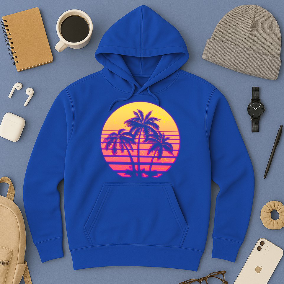 Retro 80's Sunset Palms Hoodie