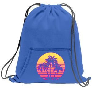 Retro 80's Sunset Palms Sweatshirt Cinch Pack Bag