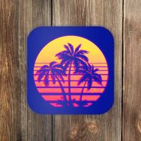 Retro 80's Sunset Palms Coaster