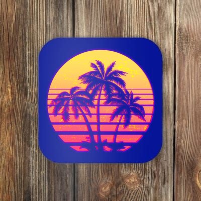 Retro 80's Sunset Palms Coaster