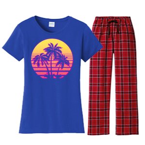 Retro 80's Sunset Palms Women's Flannel Pajama Set