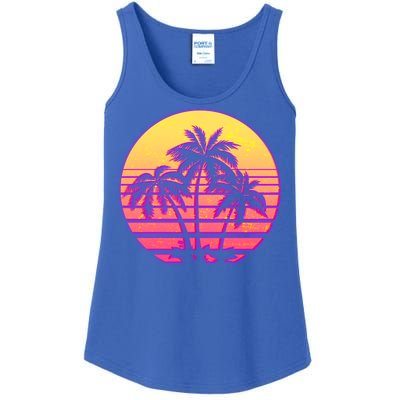 Retro 80's Sunset Palms Ladies Essential Tank