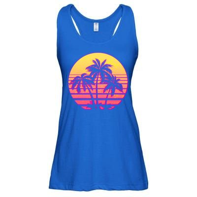 Retro 80's Sunset Palms Ladies Essential Flowy Tank