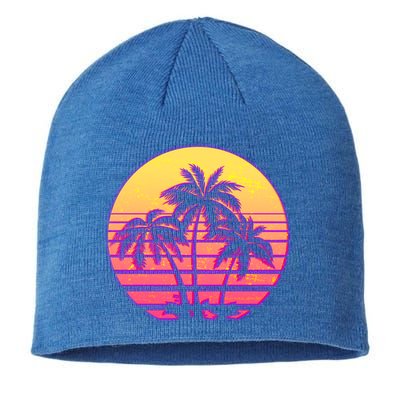 Retro 80's Sunset Palms Sustainable Beanie