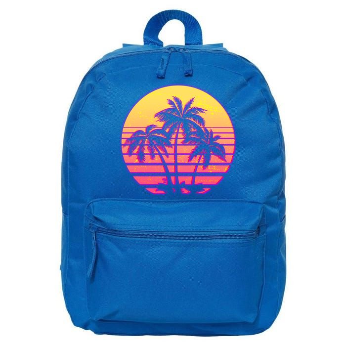 Retro 80's Sunset Palms 16 in Basic Backpack