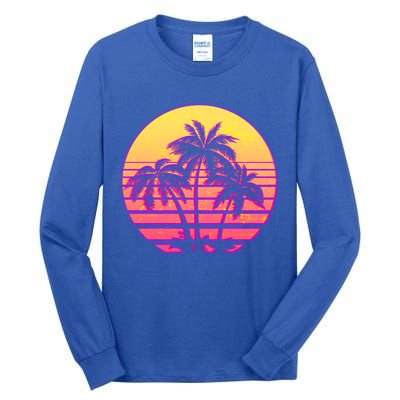 Retro 80's Sunset Palms Tall Long Sleeve T-Shirt