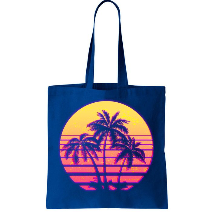 Retro 80's Sunset Palms Tote Bag