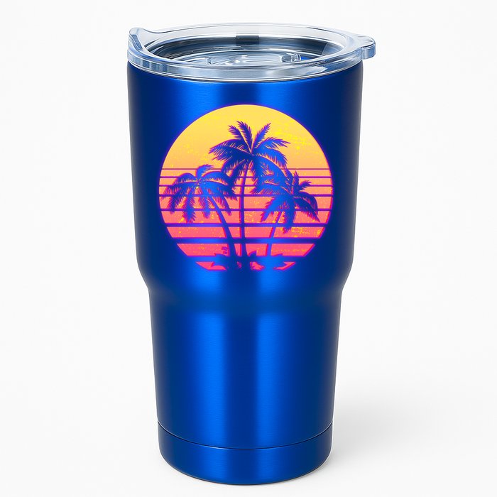 Retro 80's Sunset Palms Tumbler