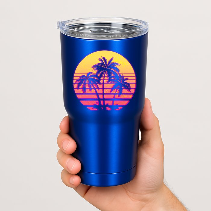 Retro 80's Sunset Palms Tumbler