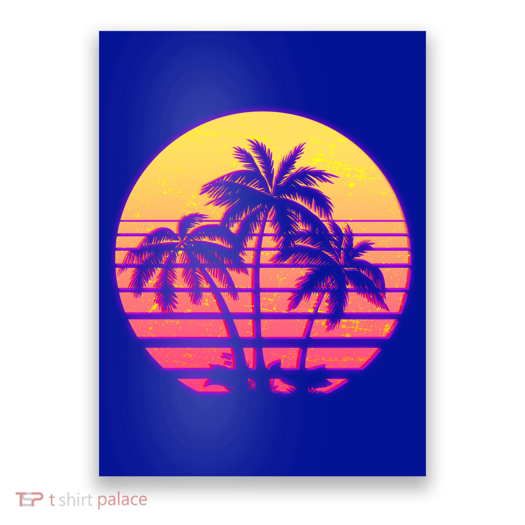 Retro 80's Sunset Palms Poster