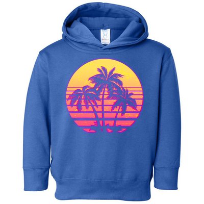 Retro 80's Sunset Palms Toddler Hoodie