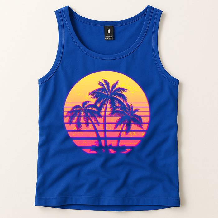 Retro 80's Sunset Palms Tank Top