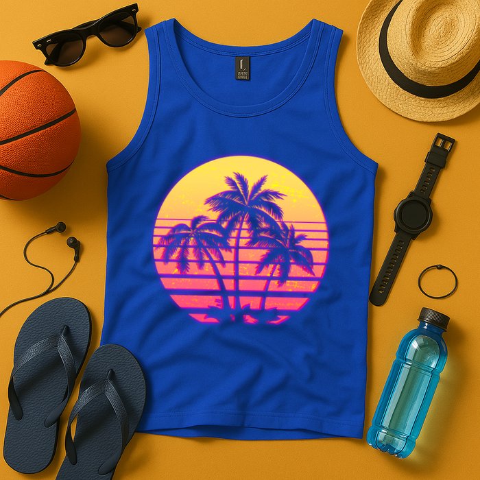 Retro 80's Sunset Palms Tank Top