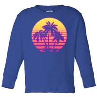 Retro 80's Sunset Palms Toddler Long Sleeve Shirt