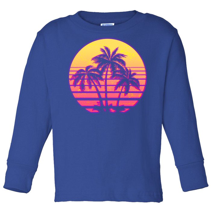 Retro 80's Sunset Palms Toddler Long Sleeve Shirt