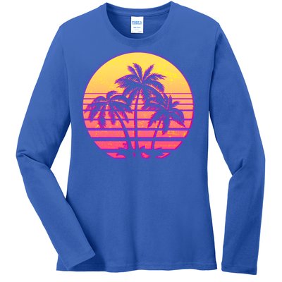 Retro 80's Sunset Palms Ladies Long Sleeve Shirt