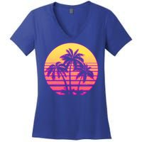 Retro 80's Sunset Palms Women's V-Neck T-Shirt