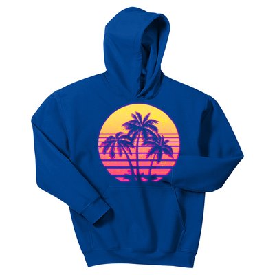 Retro 80's Sunset Palms Kids Hoodie