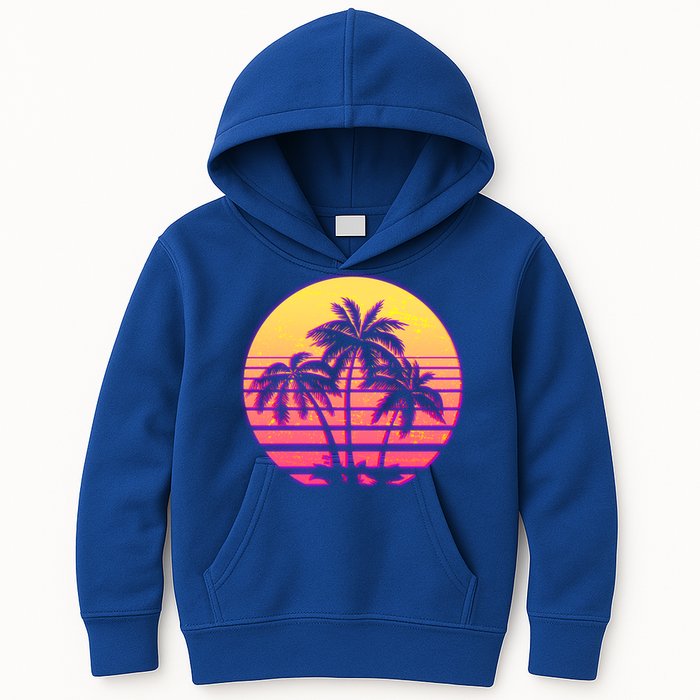 Retro 80's Sunset Palms Kids Hoodie