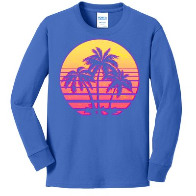 Retro 80's Sunset Palms Kids Long Sleeve Shirt