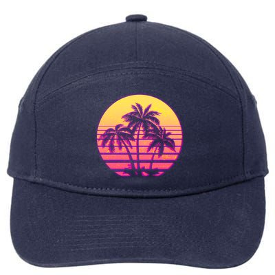 Retro 80's Sunset Palms 7-Panel Snapback Hat