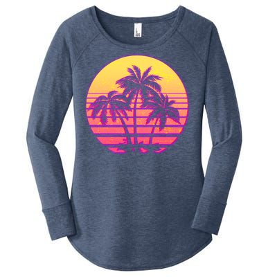 Retro 80's Sunset Palms Women's Perfect Tri Tunic Long Sleeve Shirt