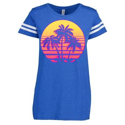 Retro 80's Sunset Palms Enza Ladies Jersey Football T-Shirt