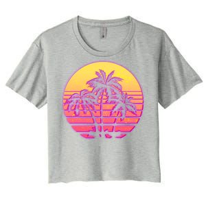 Retro 80's Sunset Palms Women's Crop Top Tee