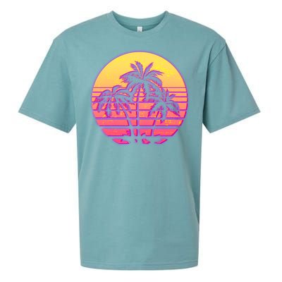 Retro 80's Sunset Palms Sueded Cloud Jersey T-Shirt