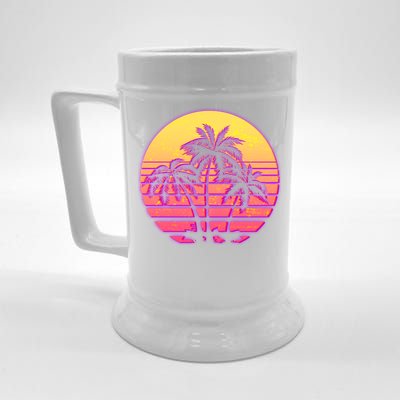 Retro 80's Sunset Palms Beer Stein