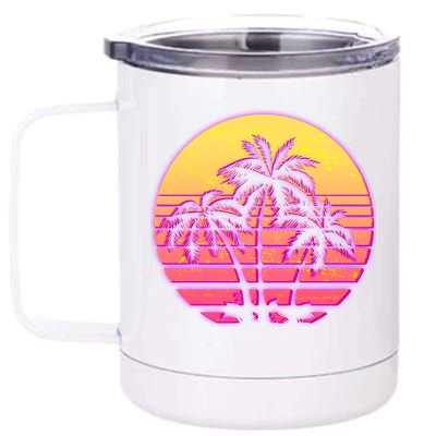 Retro 80's Sunset Palms 12 oz Stainless Steel Tumbler Cup