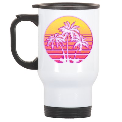 Retro 80's Sunset Palms Stainless Steel Travel Mug