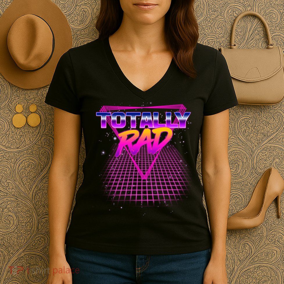 Retro 80's Totally Rad Women's V-Neck T-Shirt