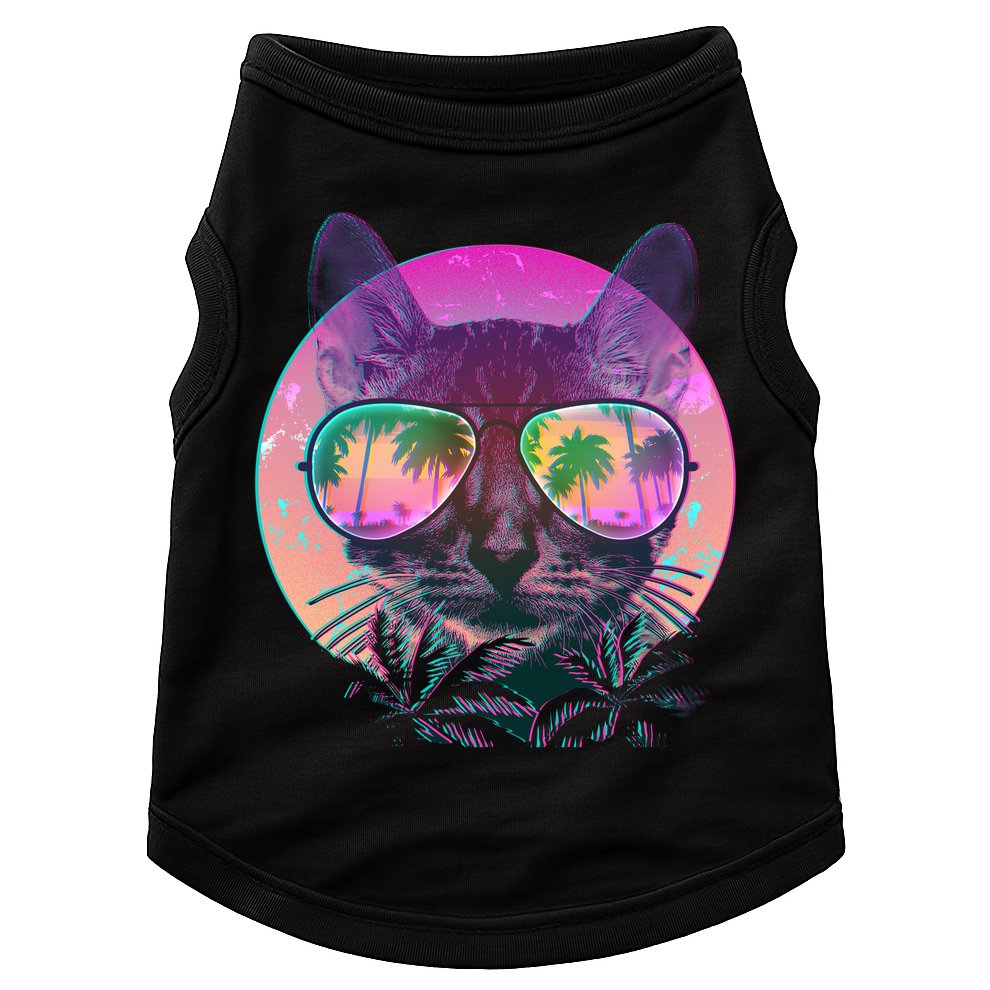 Retro 80s Tropical Cat Doggie Tank