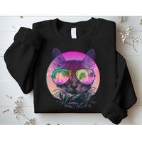 Retro 80s Tropical Cat Sweatshirt