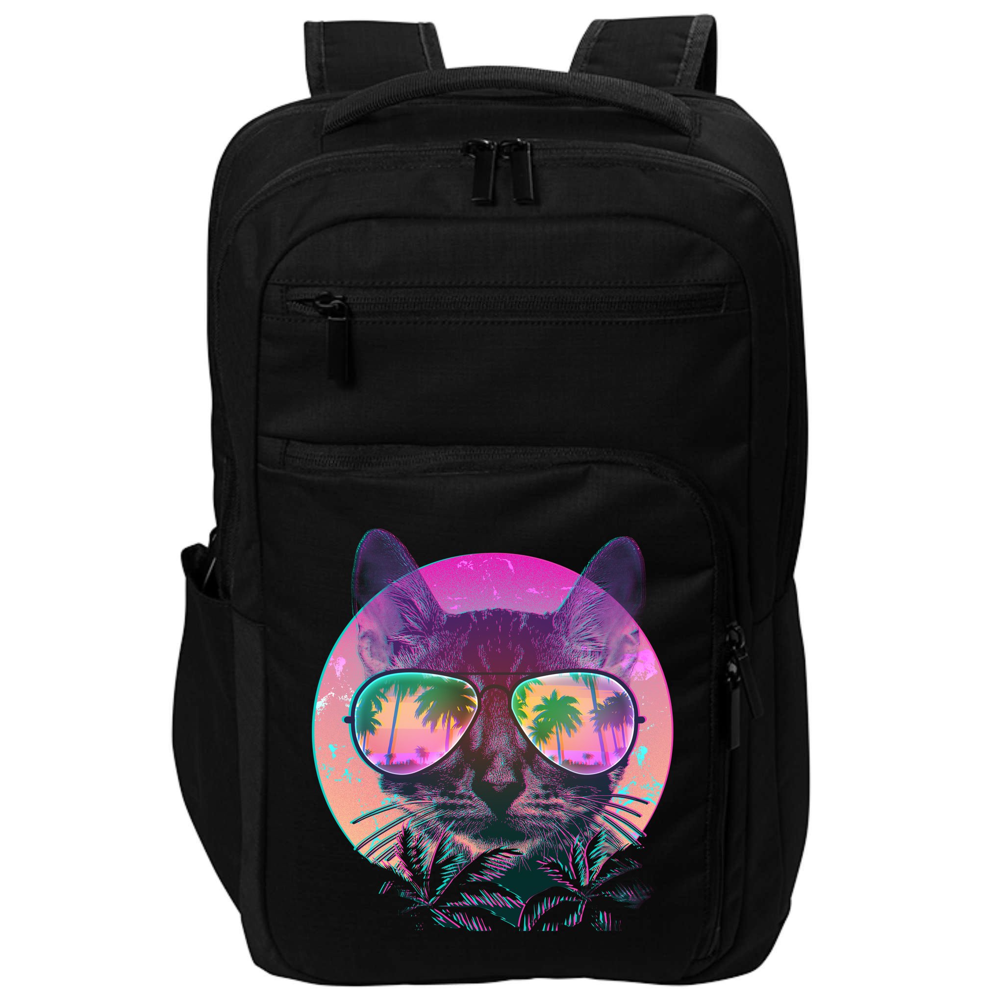 Retro 80s Tropical Cat Impact Tech Backpack