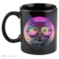Retro 80s Tropical Cat 11oz C Handle Ceramic Mug