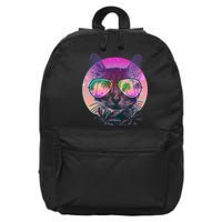 Retro 80s Tropical Cat 16 in Basic Backpack