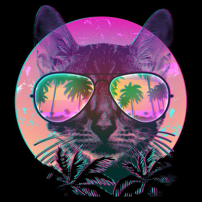 Retro 80s Tropical Cat Women's Crop Top Tee