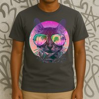 Retro 80s Tropical Cat T-Shirt