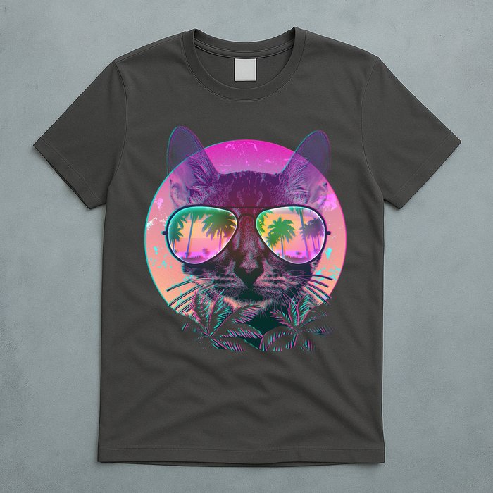 Retro 80s Tropical Cat T-Shirt
