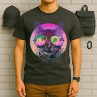 Retro 80s Tropical Cat T-Shirt