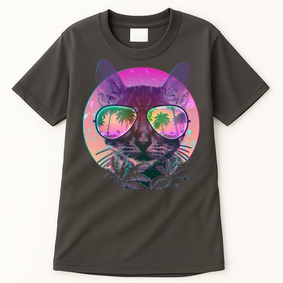 Retro 80s Tropical Cat Tall T-Shirt