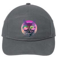 Retro 80s Tropical Cat 7-Panel Snapback Hat