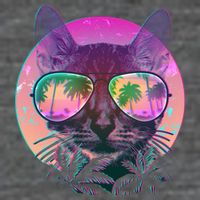 Retro 80s Tropical Cat 7-Panel Snapback Hat