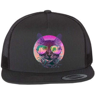 Retro 80s Tropical Cat Flatbill Hat