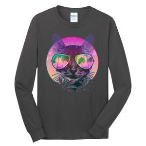 Retro 80s Tropical Cat Tall Long Sleeve T-Shirt