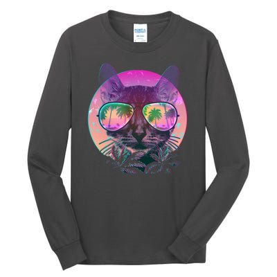 Retro 80s Tropical Cat Tall Long Sleeve T-Shirt