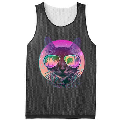 Retro 80s Tropical Cat Mesh Reversible Basketball Jersey Tank